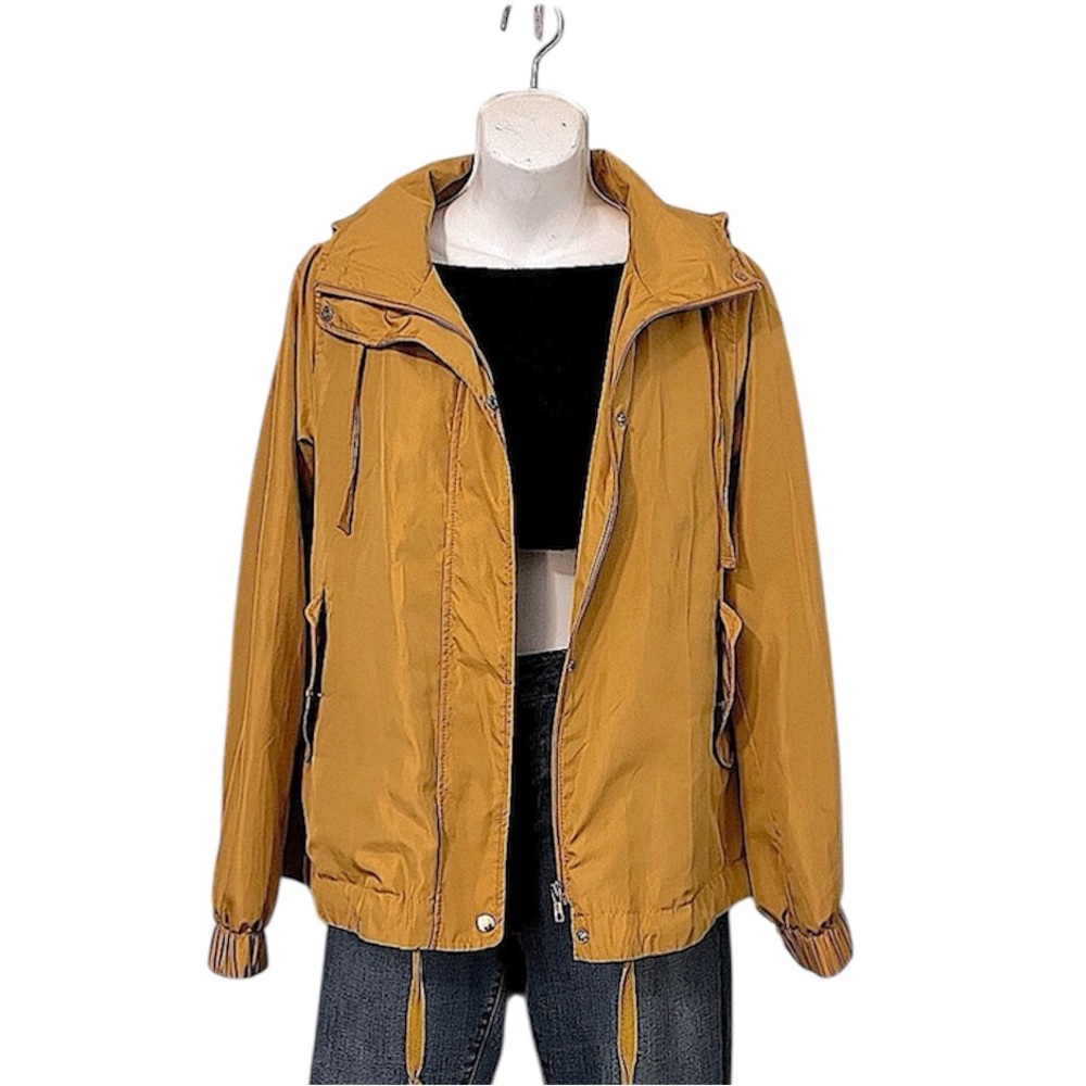 Katherine Malandrino Gold Mustard Lightweight Bomber Sporty Windbreaker Jacket S